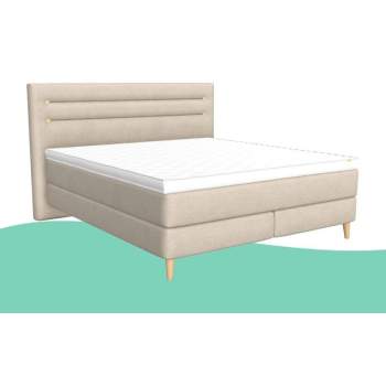 Bico Basics Lit Boxspring Calla 180x200 cm - Sand - Topper Premium - Tête de lit Button
