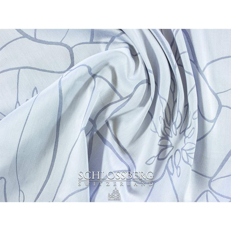 Taie d'oreiller en satin motifs jacquards bleu et gris