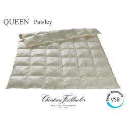 Queen Eider Light Down Paneled Quilt Pure Silk Paisley